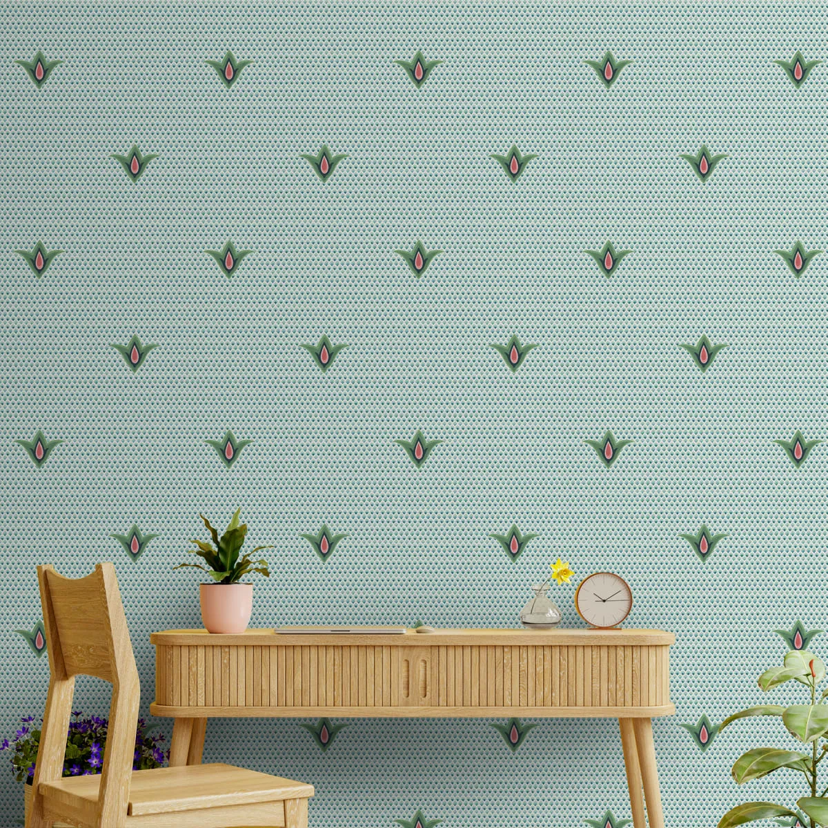 Indian Motif Look Wallpaper for Rooms, Olive Green