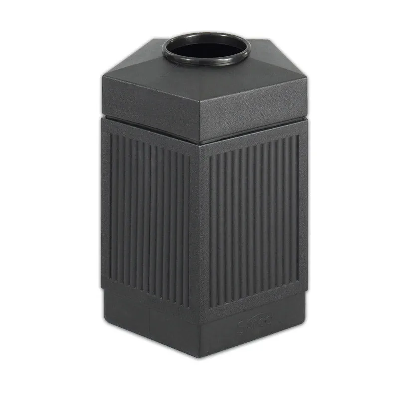 Indoor/Outdoor Open Top Pentagon Trash Can, Black