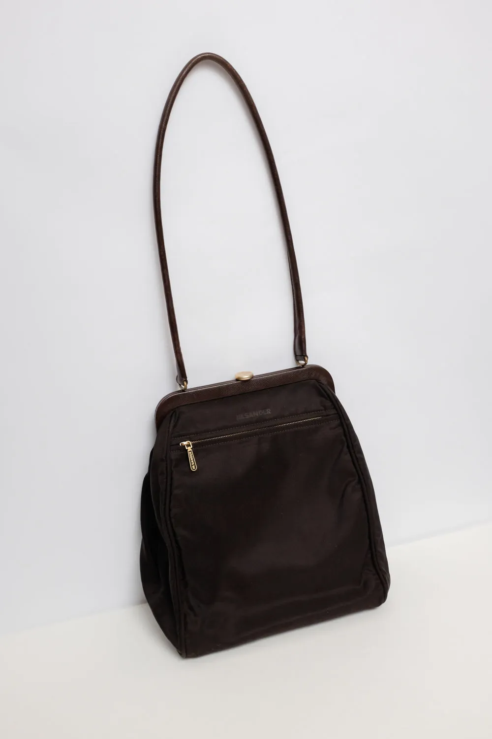 JIL SANDER BROWN BIG CLASP BAG