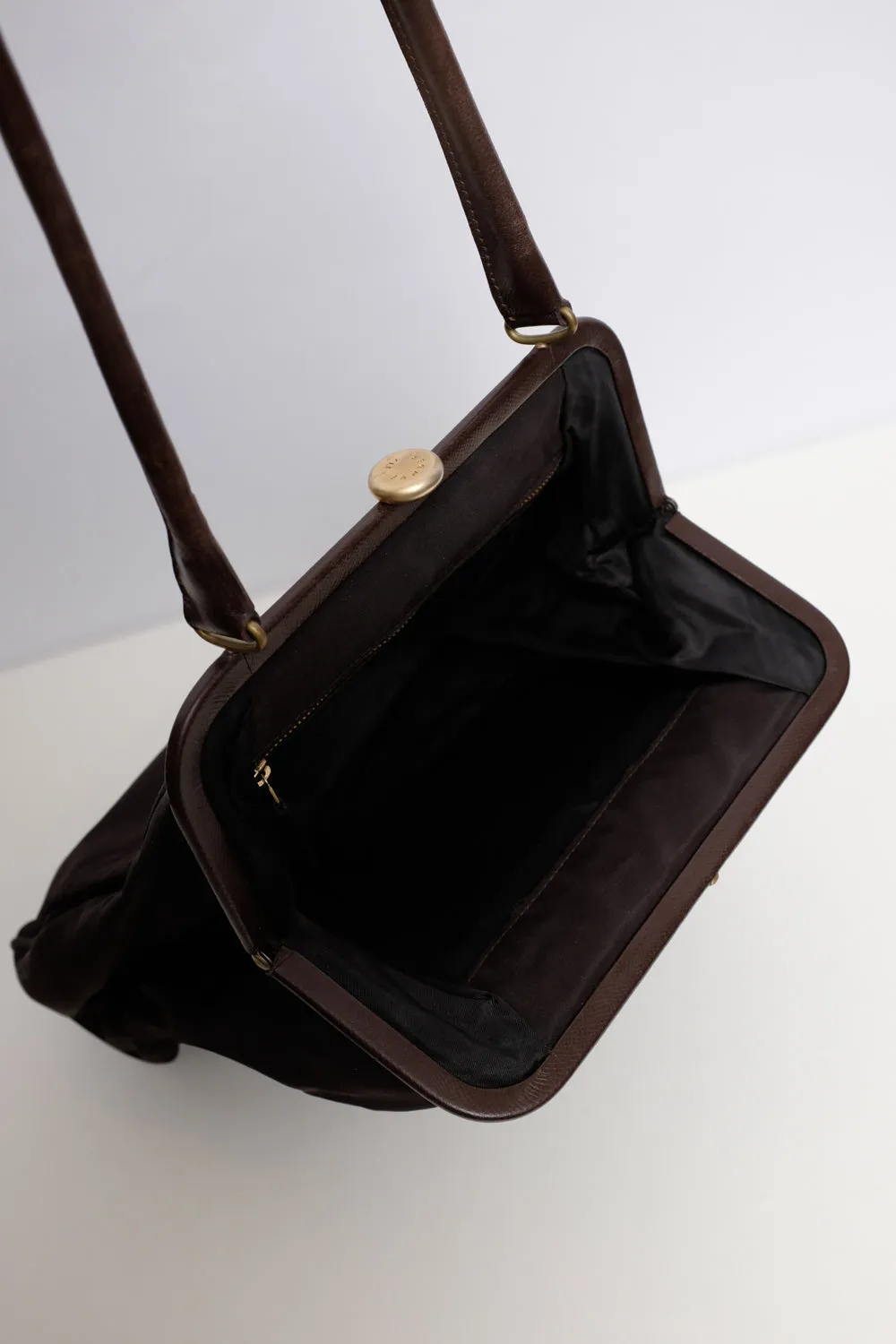 JIL SANDER BROWN BIG CLASP BAG