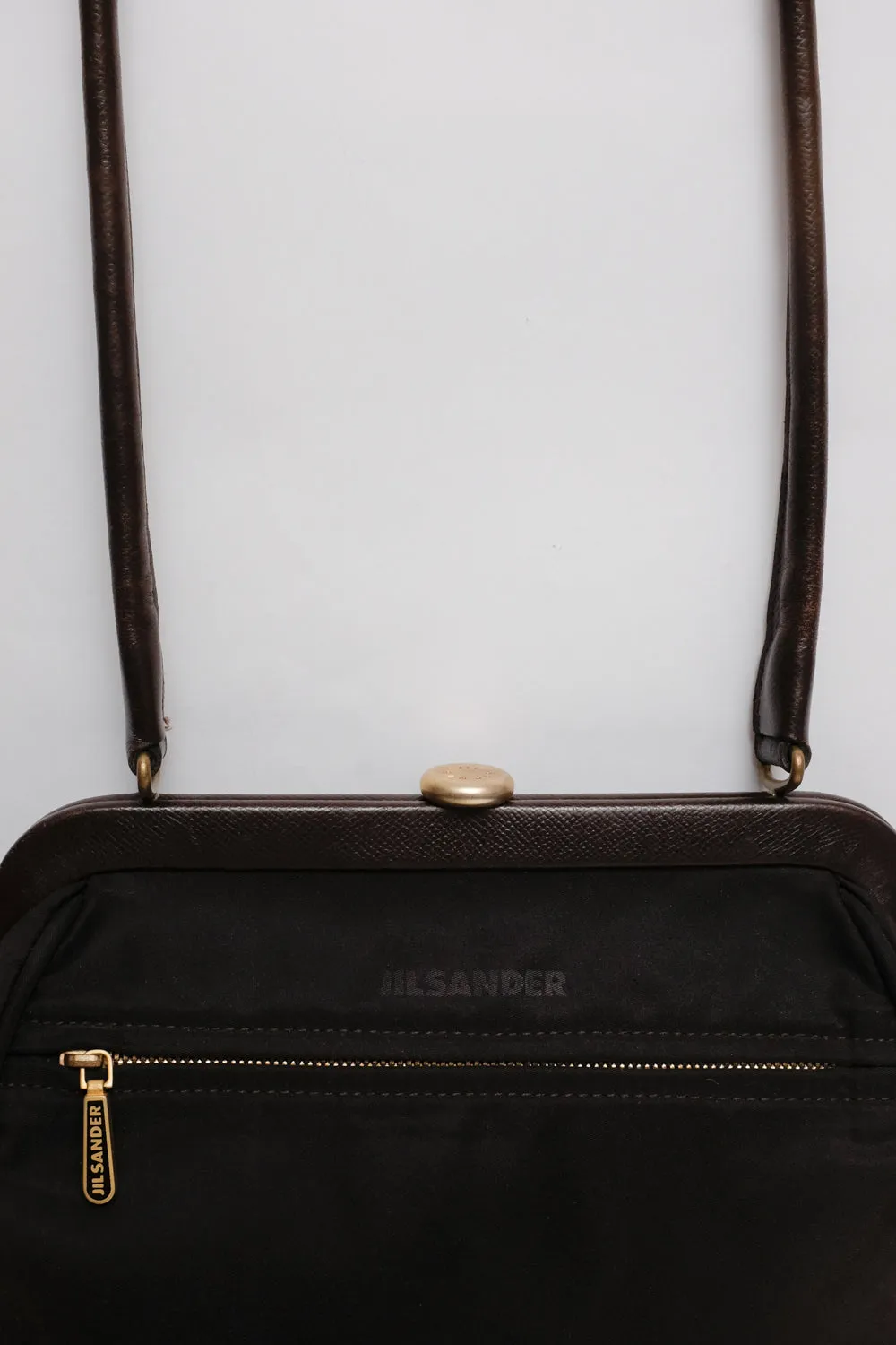 JIL SANDER BROWN BIG CLASP BAG