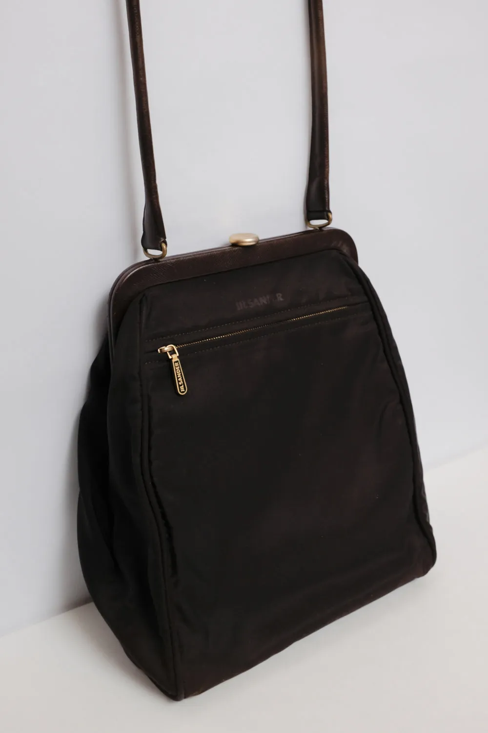 JIL SANDER BROWN BIG CLASP BAG