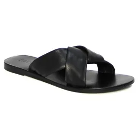 Just Because Colva Slide in Black Leather