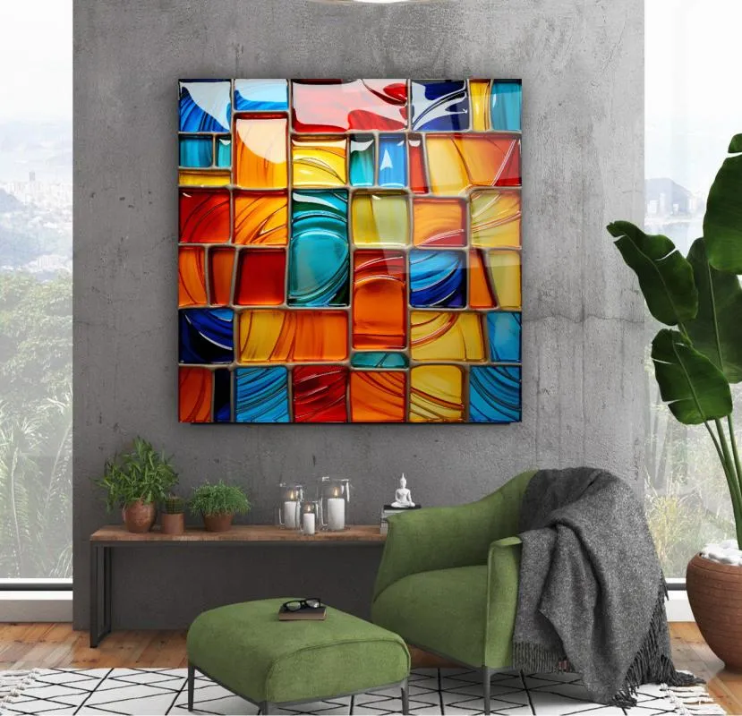 Kaleidoscope Quilt Glass Wall Art