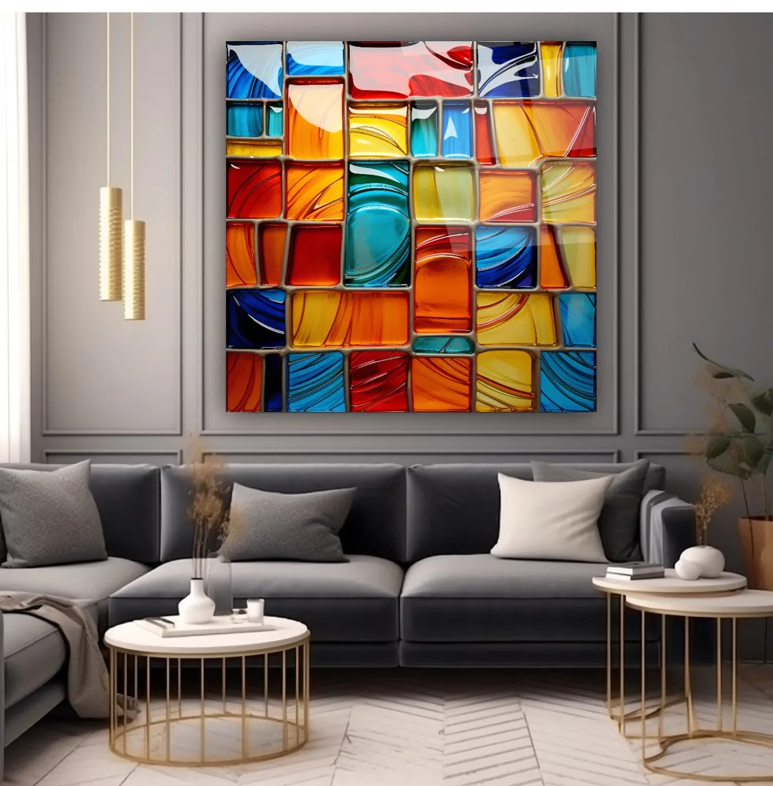 Kaleidoscope Quilt Glass Wall Art