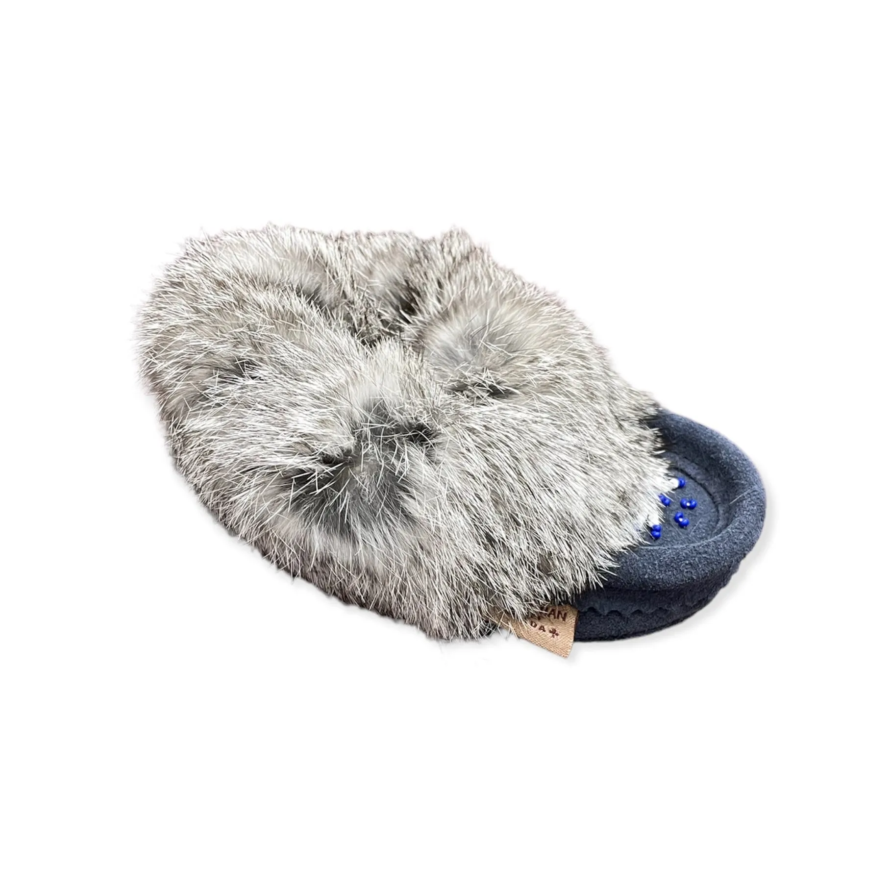 Kid's Fur Moccasin - Navy Suede