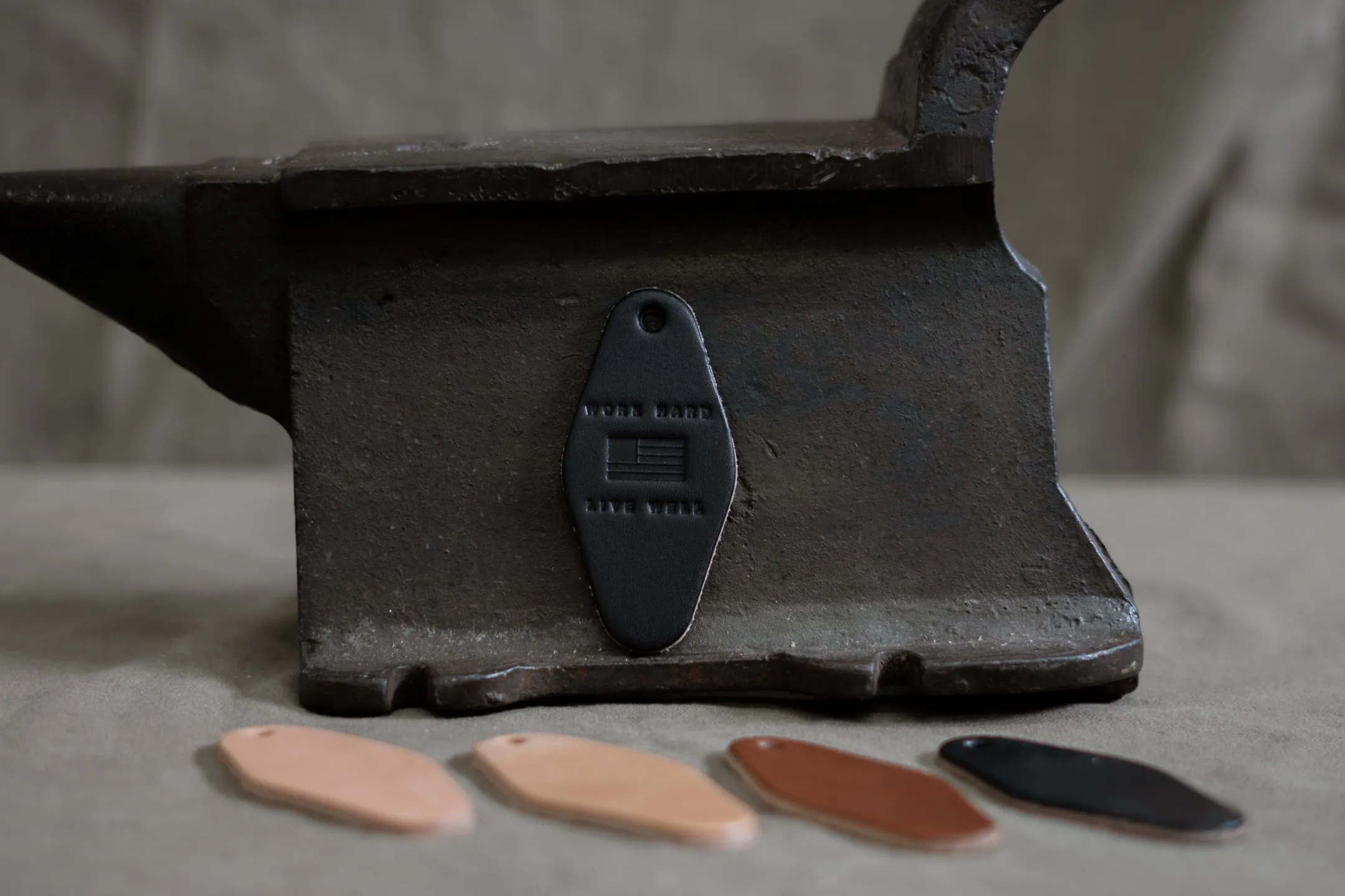 Leather Motel Key Tag | Work Hard Live Well | Manready Mercantile