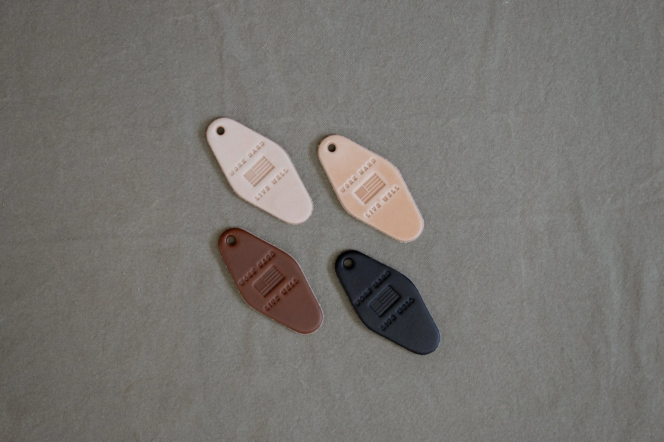 Leather Motel Key Tag | Work Hard Live Well | Manready Mercantile