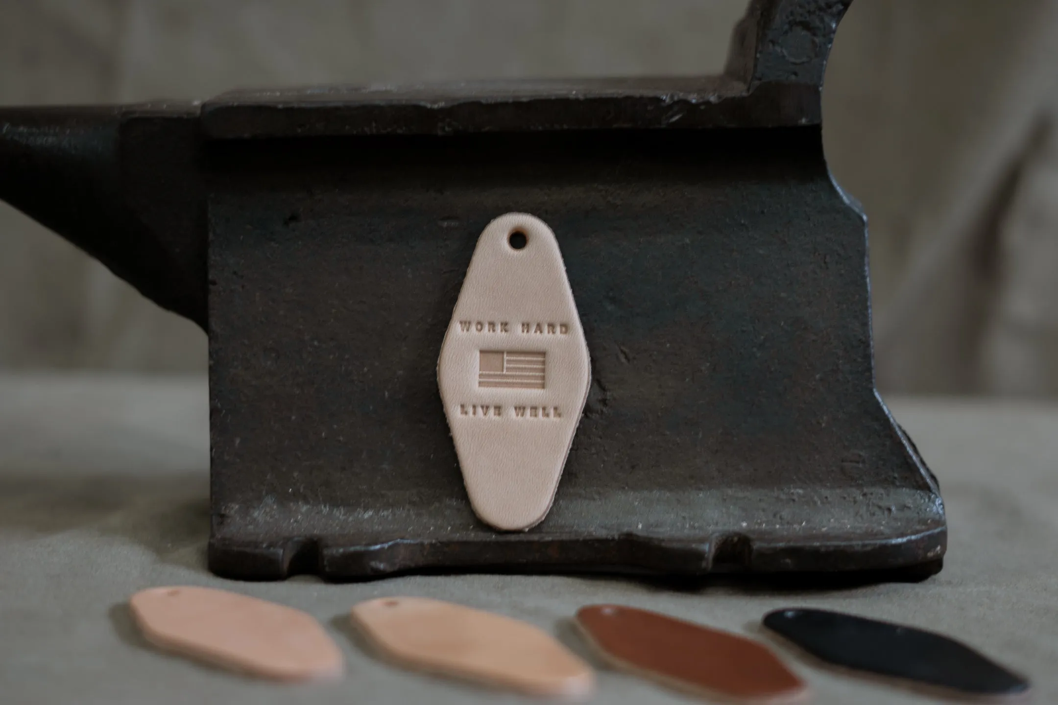 Leather Motel Key Tag | Work Hard Live Well | Manready Mercantile