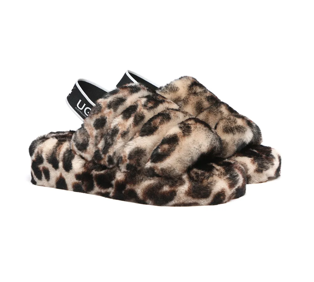 Leopard Print Fluffy Women Slides Pamela