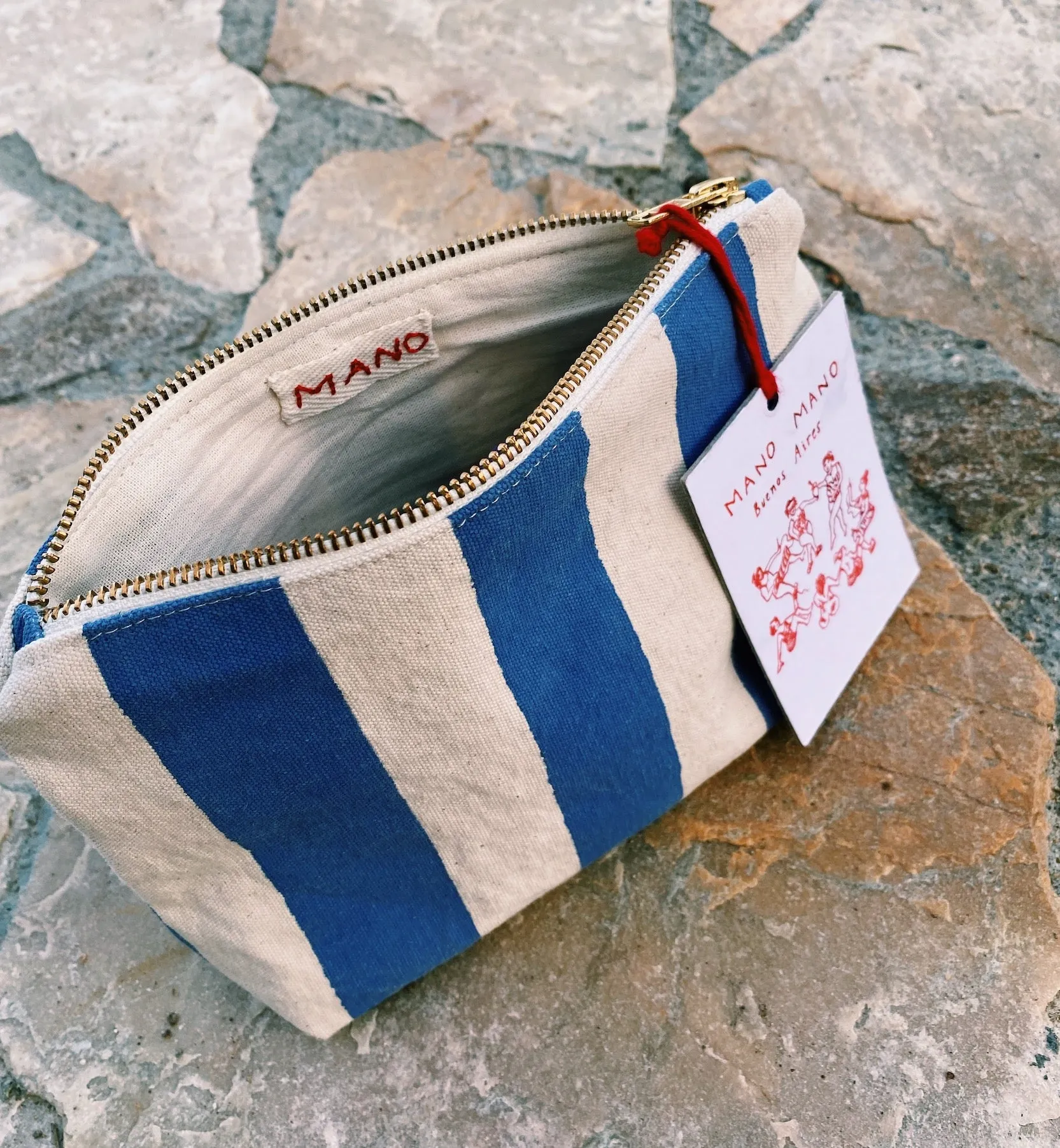 Mano Mano Blue/White Medium Pouch