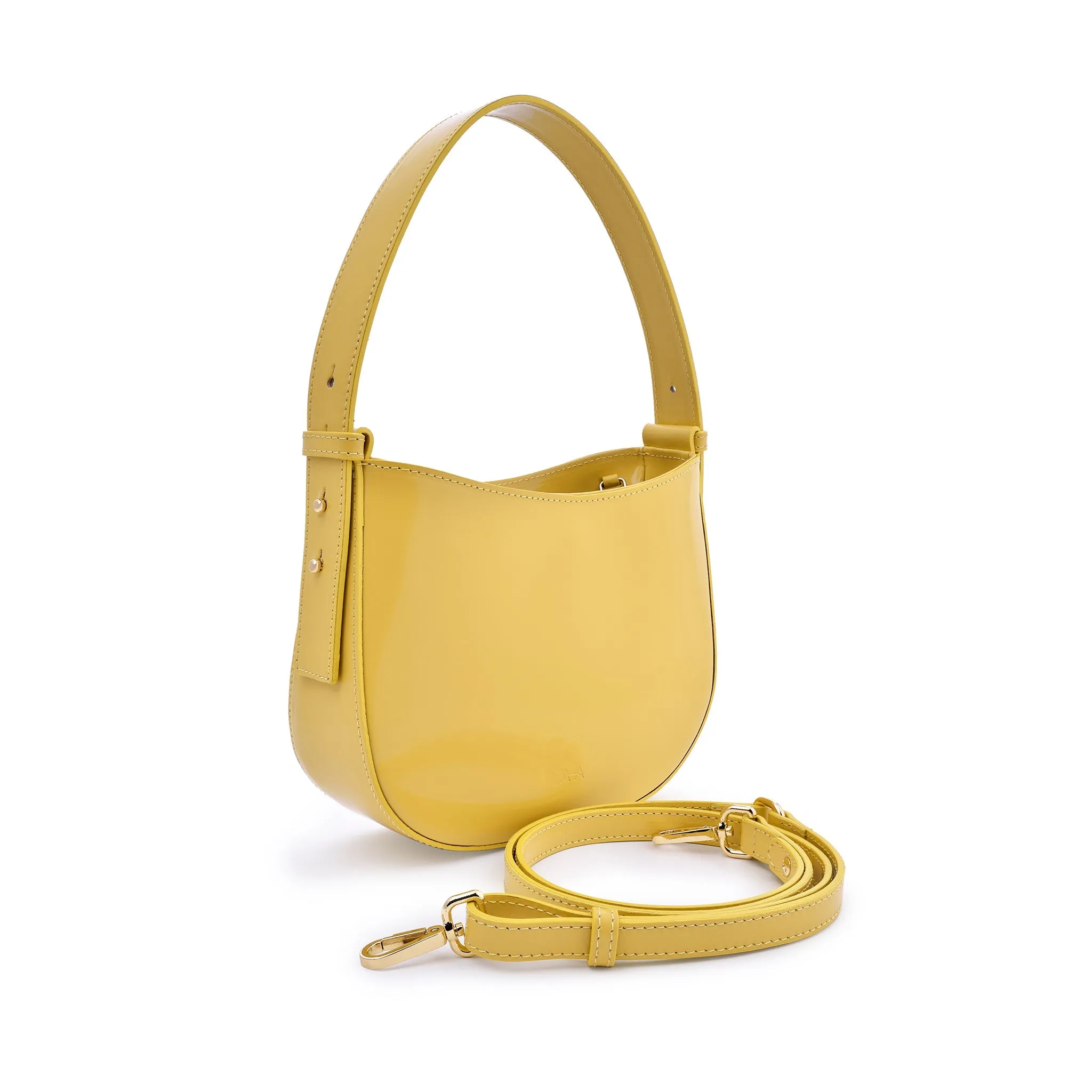 Mio Yellow Semi Patent Leather Shoulder Bag