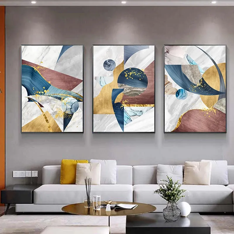 Modern Abstract Textural Geometric Wall Art Fine Art Canvas Prints Pictures For Luxury Living Room Loft Apartment Home Office Interior Art Decor