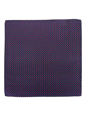 Navy Red Octagram Print Silk Pocket Square