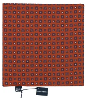 Orange Insignia Print Silk Pocket Square