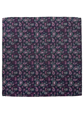 Purple Paisley Print Silk Pocket Square