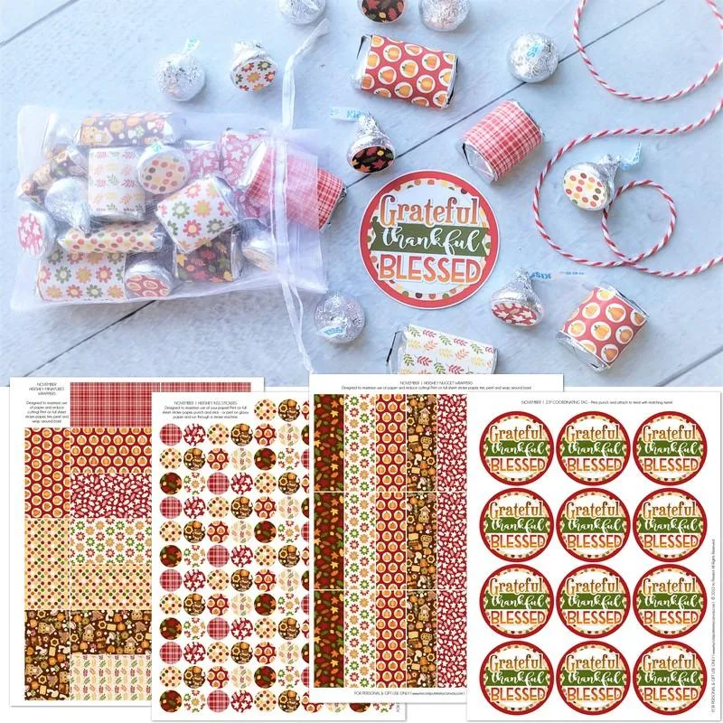 "Mix & Match" Chocolate Wrapper & Tag Kit {NOVEMBER} PRINTABLE