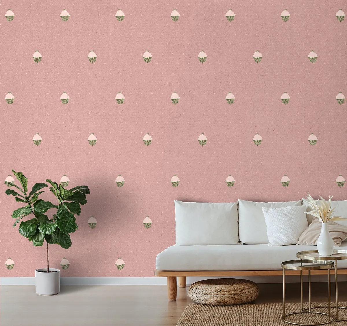 Rani, Indian Floral Pattern Wallpaper, Pink