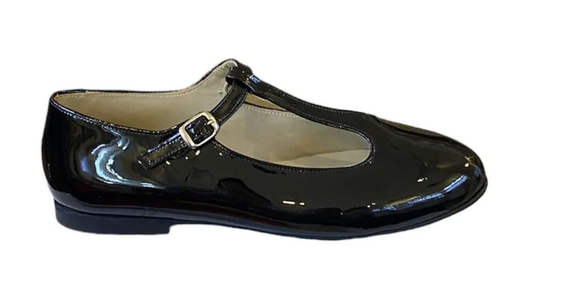 Shawn & Jeffery Black Patent Leather Girls T-Strap Shoe