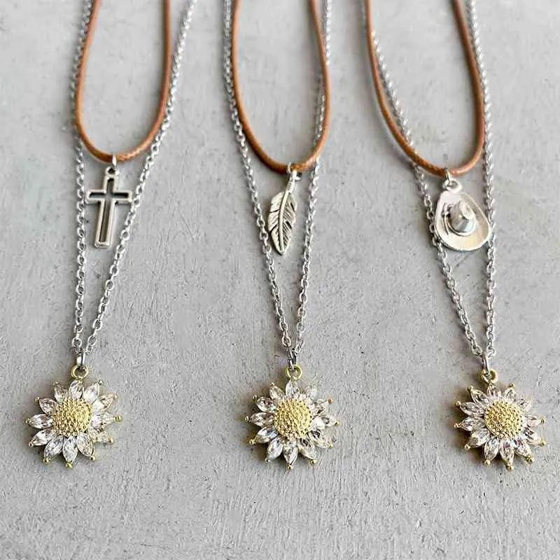 Sunflower Pendant Necklaces