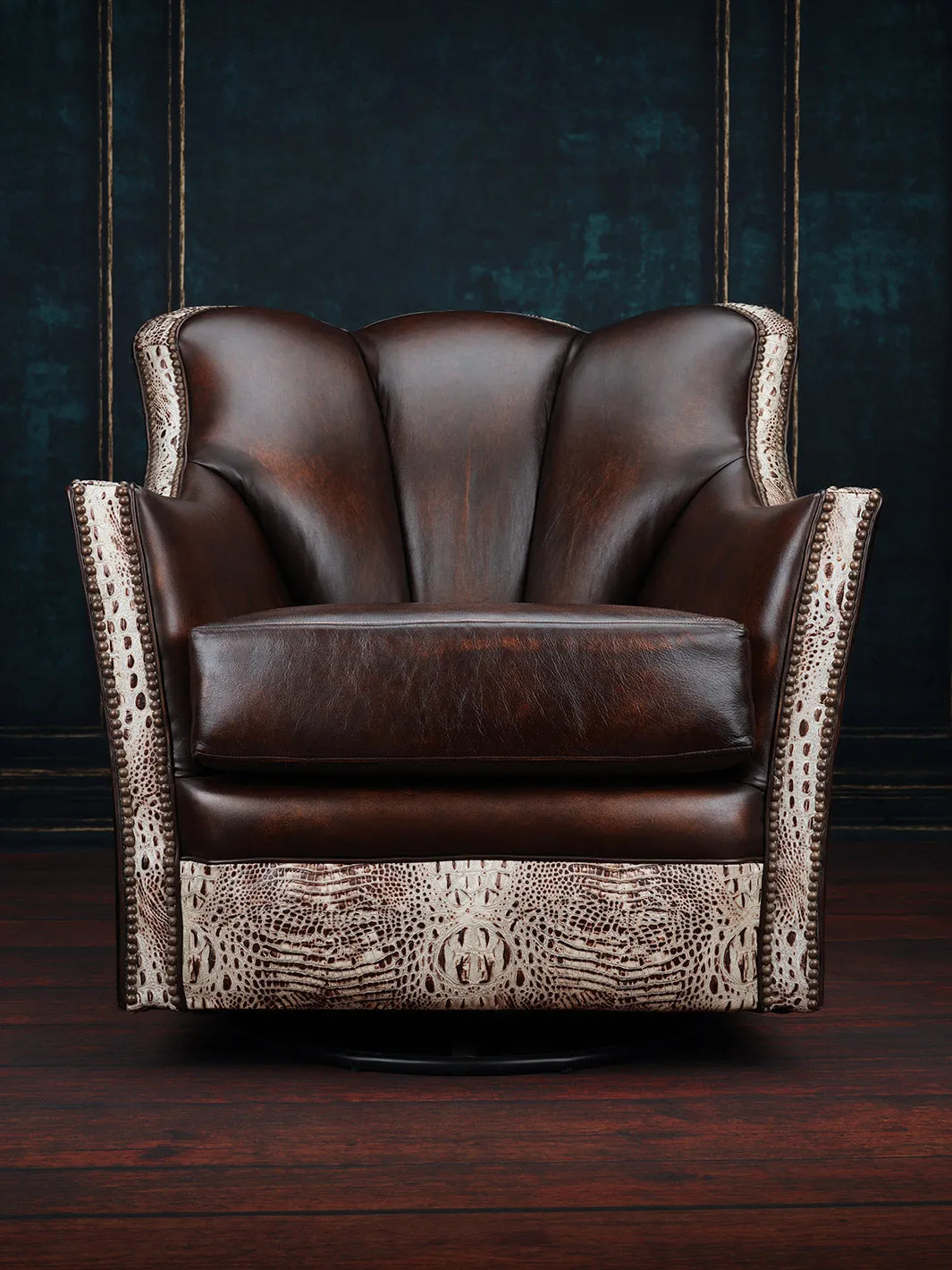 Tahoe Leather & Cowhide Swivel Chair