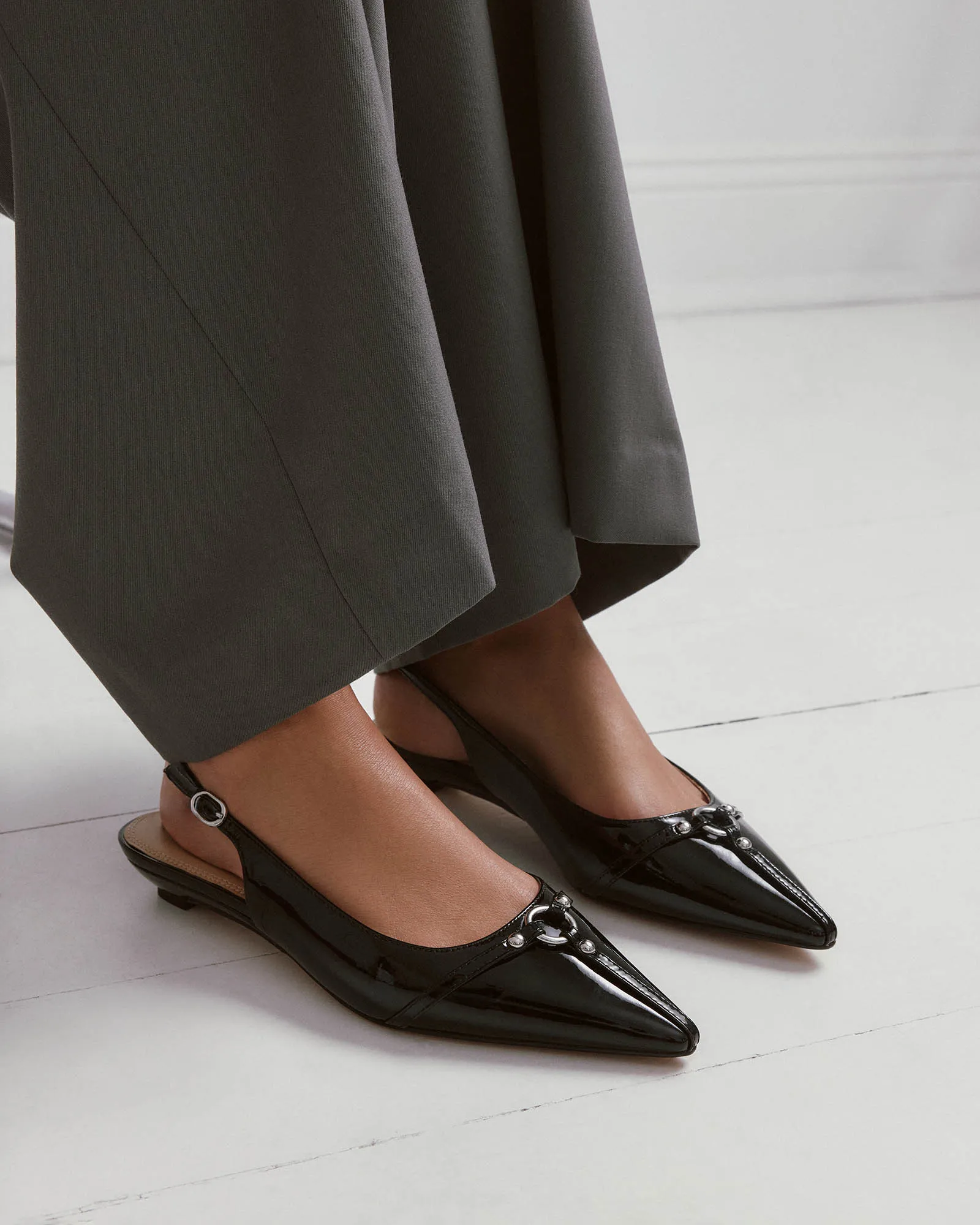 VICTORIA DRESS FLATS BLACK PATENT