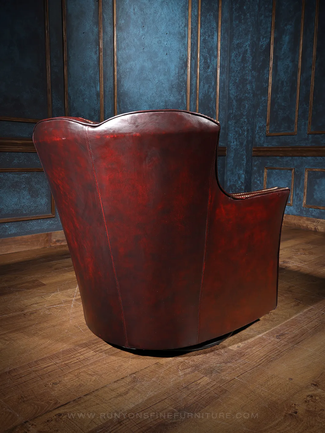 Western Scarlet Leather Swivel Chair