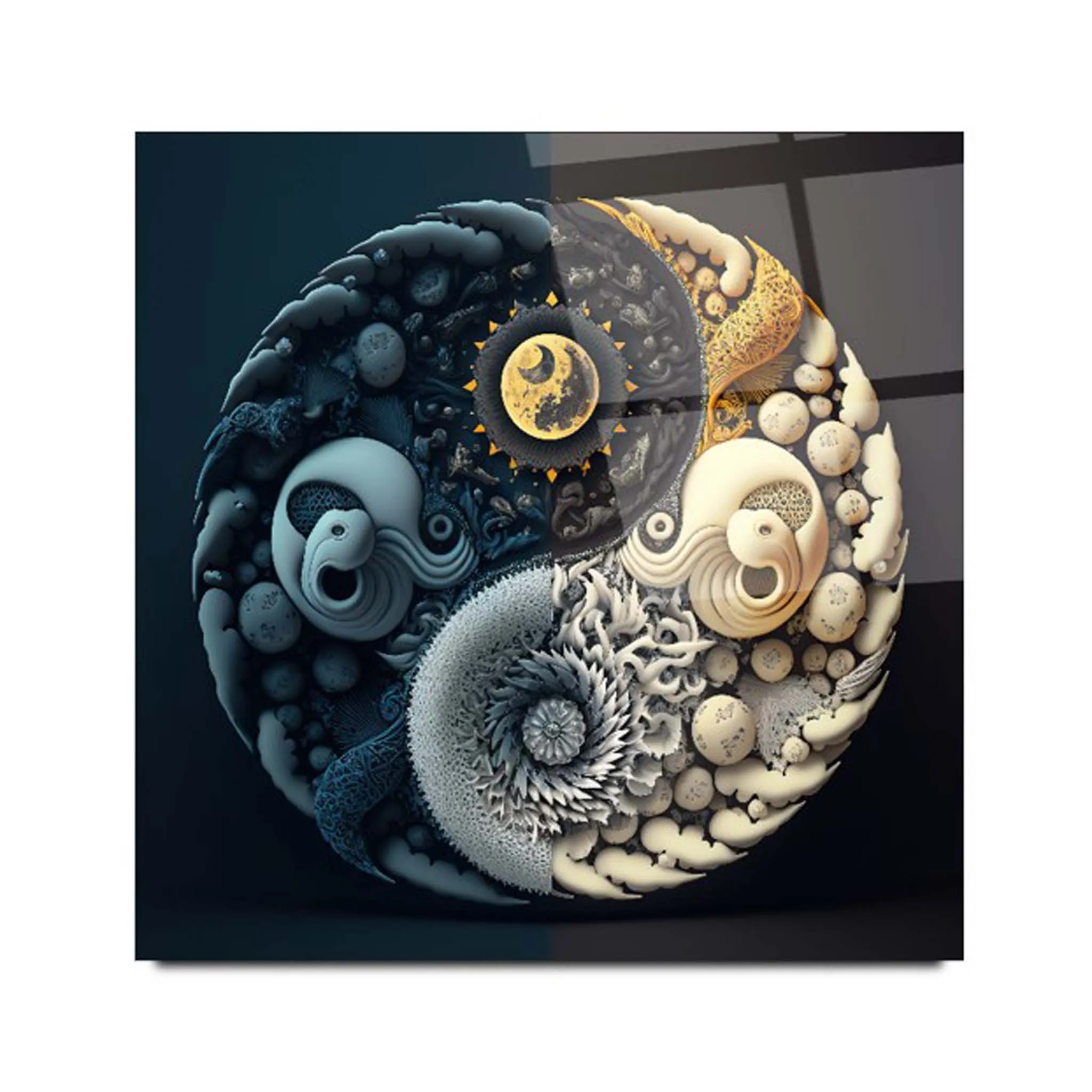 Ying Yang Glass Wall Art 3